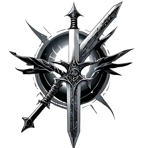 cyber sigilism sword tattoo design idea