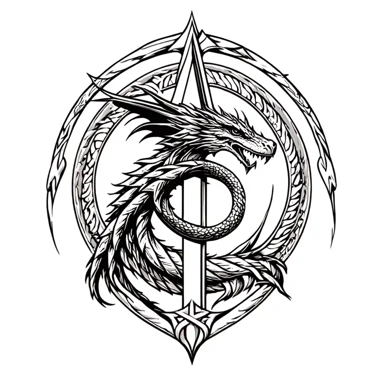 atheist symbol, dacian draco wrapped tattoo design idea