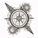 compass clock front facing numbers tattoo design idea