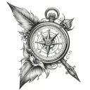 compass clock front facing numbers tattoo design idea