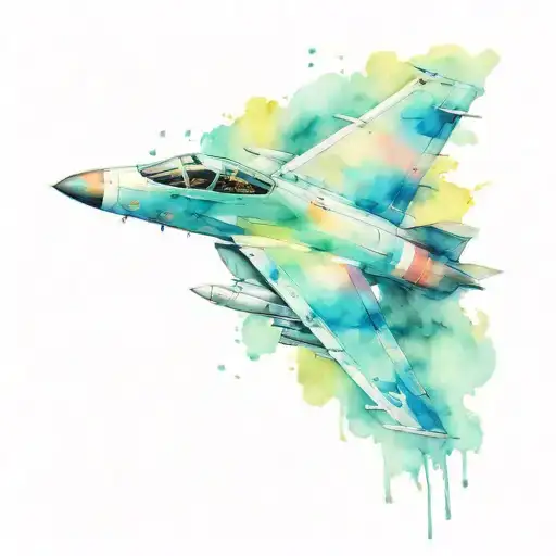 fighter plane flying tattoo design idea
