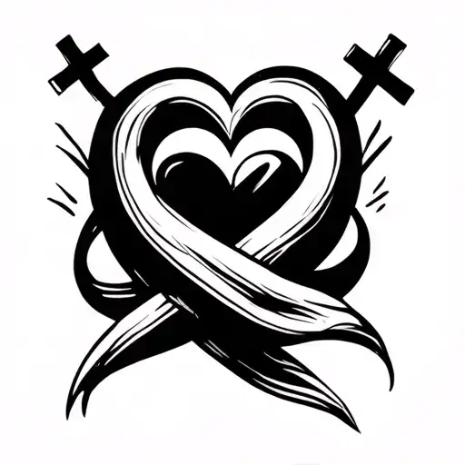 simple black lined tattoo for my wrist that incorporates the infinity symbol, a heart, and cross in memory of dad tattoo design idea
