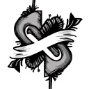 simple black lined tattoo for my wrist that incorporates the infinity symbol, a heart, and cross in memory of dad tattoo design idea