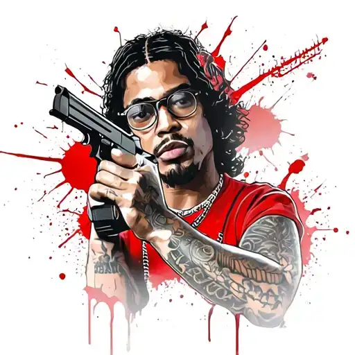 Dope from Snow white but hes a thug and has Eazy E glasses, a glock and hes sagging tattoo design idea