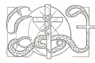 rattlesnake and a cross surrounded tattoo design idea