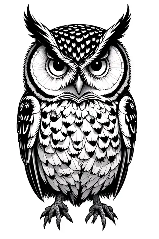 owl perched tattoo design idea