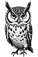 owl perched tattoo design idea