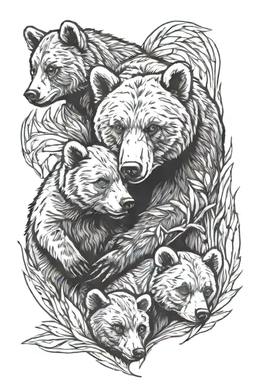 three bear cubs tattoo design idea