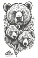 three bear cubs tattoo design idea