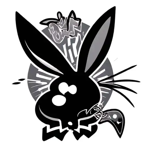 Music inspired playboy bunny logo tattoo design idea