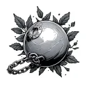  ball and chain ankle  tattoo design idea