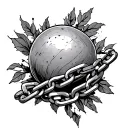  ball and chain ankle  tattoo design idea
