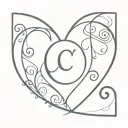 heart with the letters C and J incorporated tattoo design idea