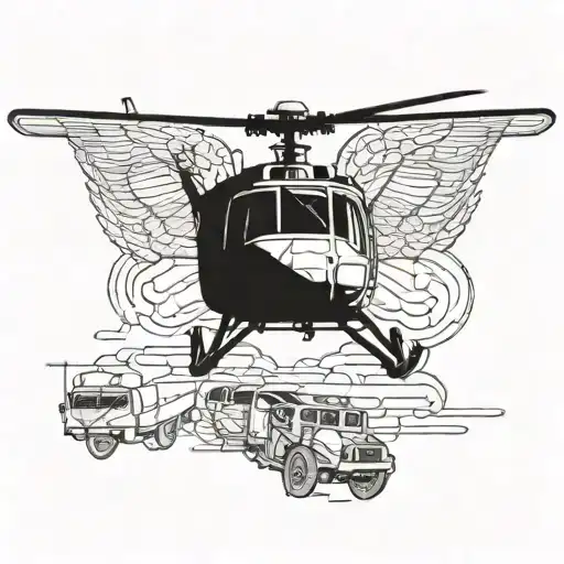Navy wings in background with Huey helicopter in foreground    tattoo design idea