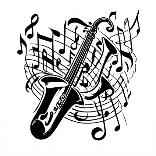 jazz music with notes floating gracefully tattoo design idea