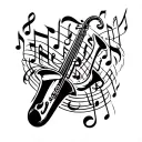 jazz music with notes floating gracefully tattoo design idea