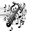 jazz music with notes floating gracefully tattoo design idea