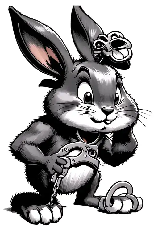 bugs bunny with handcuffs tattoo design idea
