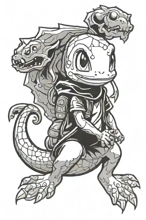 charmander pokemon kawai girl sitting tattoo design idea