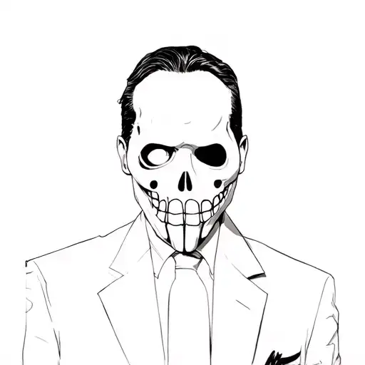 Patrick Bateman from American psycho wearing a ghost face mask tattoo design idea