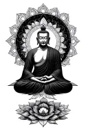 Buddhist monk meditating tattoo design idea