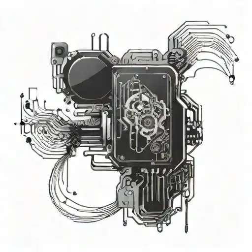 tattoo on the back of the processor, on a transparent background, in the style of cyberpunk, in 4k quality tattoo design idea