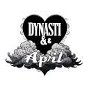 "Dynasti & April  " name in heart shape clouds tattoo design idea