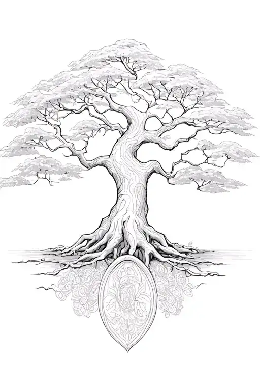 tree of life  jin jang tattoo design idea