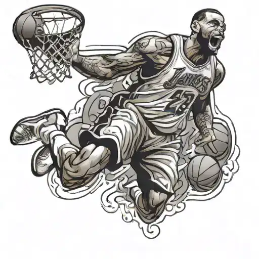 LeBron james dunking tattoo design idea
