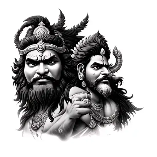 lord shiva and narasimha tattoo design idea