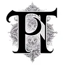 elegant anagram using letters P, T and N letter together tattoo design idea