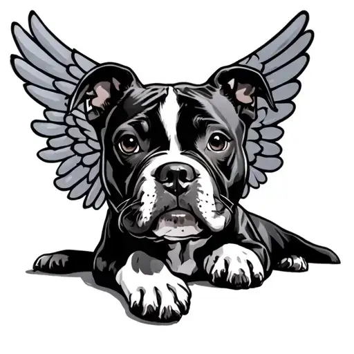 staffy with wings tattoo design idea