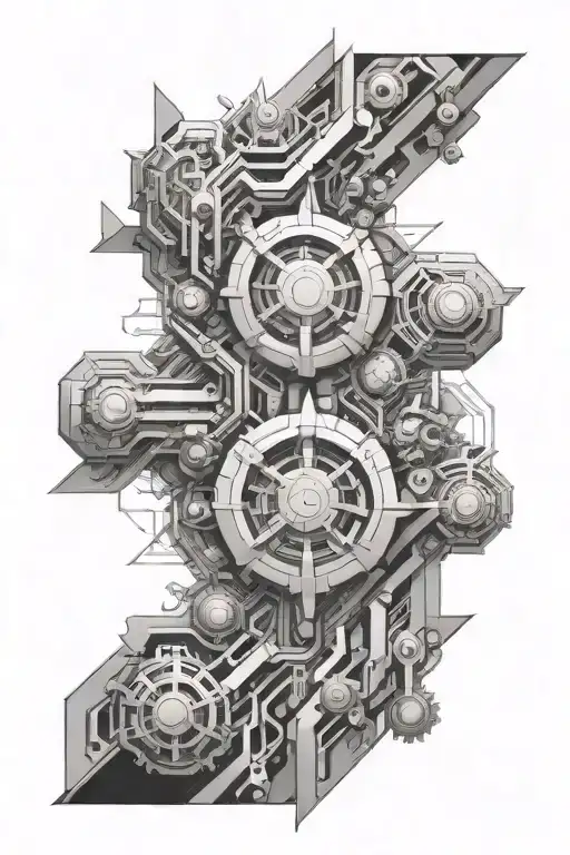 biomech bionic cyborg tattoo design idea
