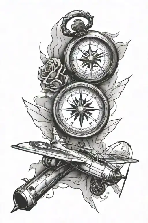 compass, aviation themed tattoo tattoo design idea