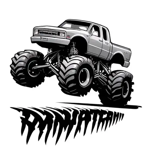 cars tattoo with monster jam trucks  tattoo design idea