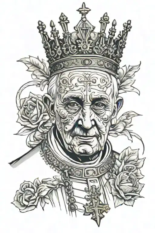 the pope john paul with the polish crown and wrapped tattoo design idea