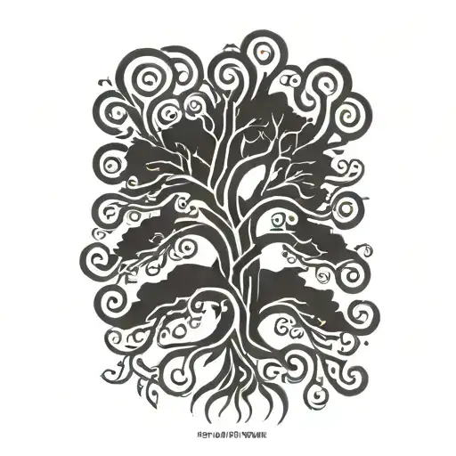 family tree trunk tattoo design idea