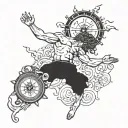 son, Loukas, diving, water surface, Greek mythology, compass, 04/24/2024, birth, gods, forearm tattoo design idea