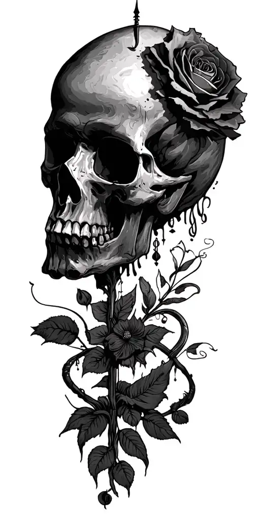 “A symbolic tattoo composition combining the themes of death, inequality, capitalism, poverty, and love being worth less tattoo design idea