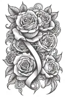 roses and breast, cancer, ribbon intertwined tattoo design idea