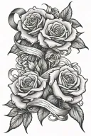 roses and breast, cancer, ribbon intertwined tattoo design idea