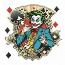 Poker card joker tattoo design idea