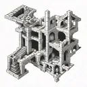 M.C. Escher-Inspired: Complex, surreal designs with interlocking shapes, stairs, and optical illusions. tattoo design idea