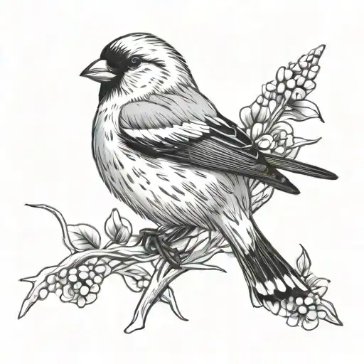 American goldfinch tattoo design idea