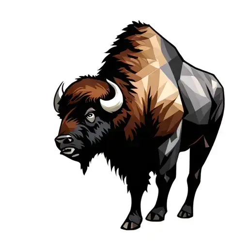 bison geometric shapes tattoo design idea