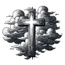 cross tattoo with clouds representing faith  tattoo design idea