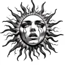 Crying Sun tattoo design idea