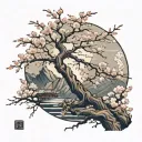 cherry blossom tree tattoo design idea
