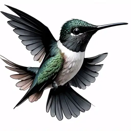 simpke realistic black Hummingbird tattoo design idea
