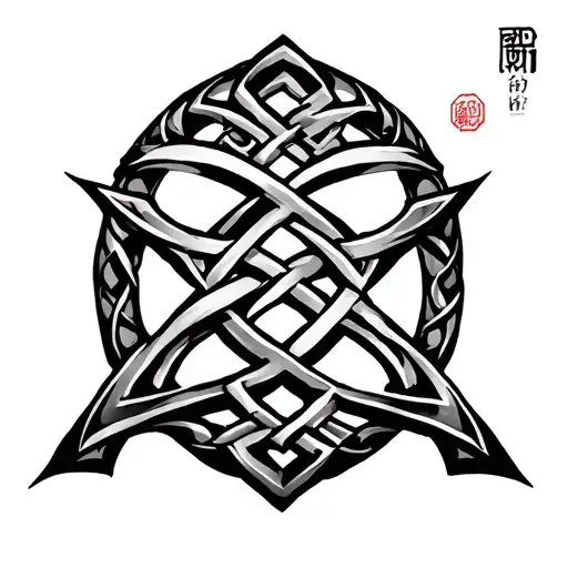 Celtic knot and Chinese character love tattoo design idea